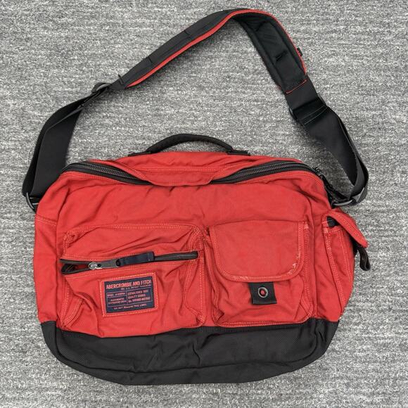 Vintage Abercrombie & Fitch A-18 Red Black Messenger Bag Laptop Shoulder Strap - Picture 1 of 13